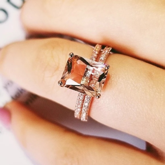 *NEW 18K ROSE GOLD MORGANITE HALO RING - Picture 2 of 7